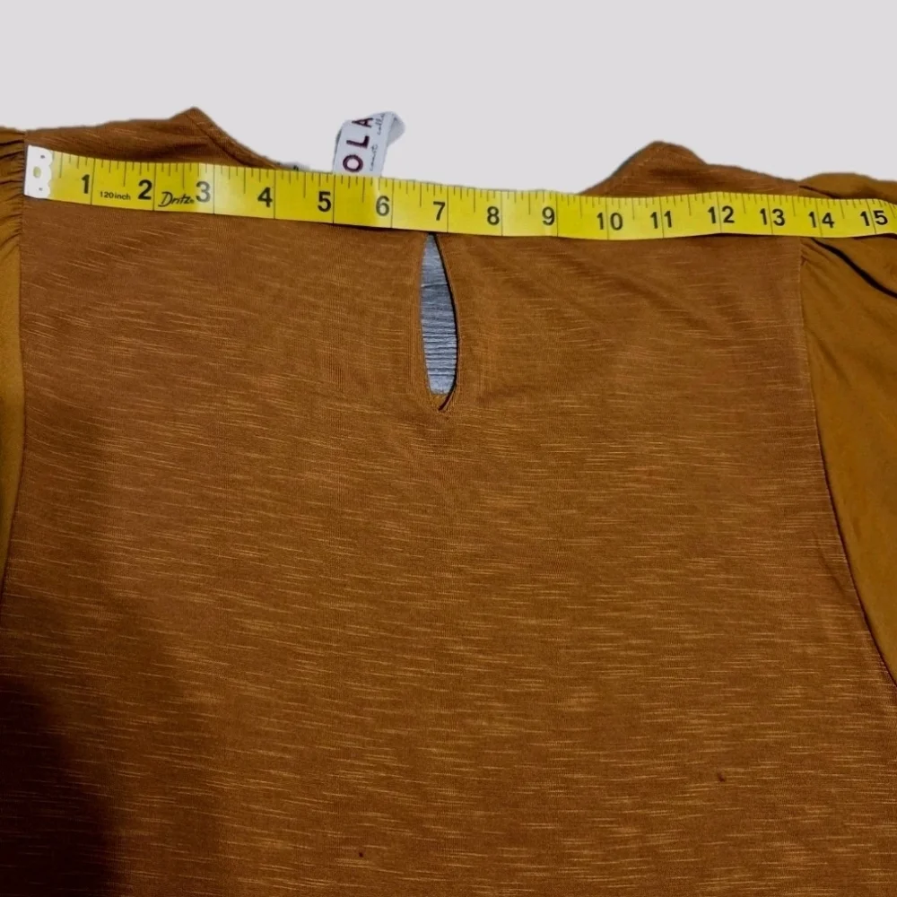 Anthropologie Dolan Mustard Puff Sleeve Top - Picture 13 of 14